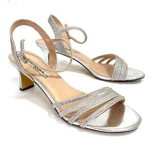 Nina Ringstone Embellished Kitten Heels Women’s Ankle Strap 9.5 M